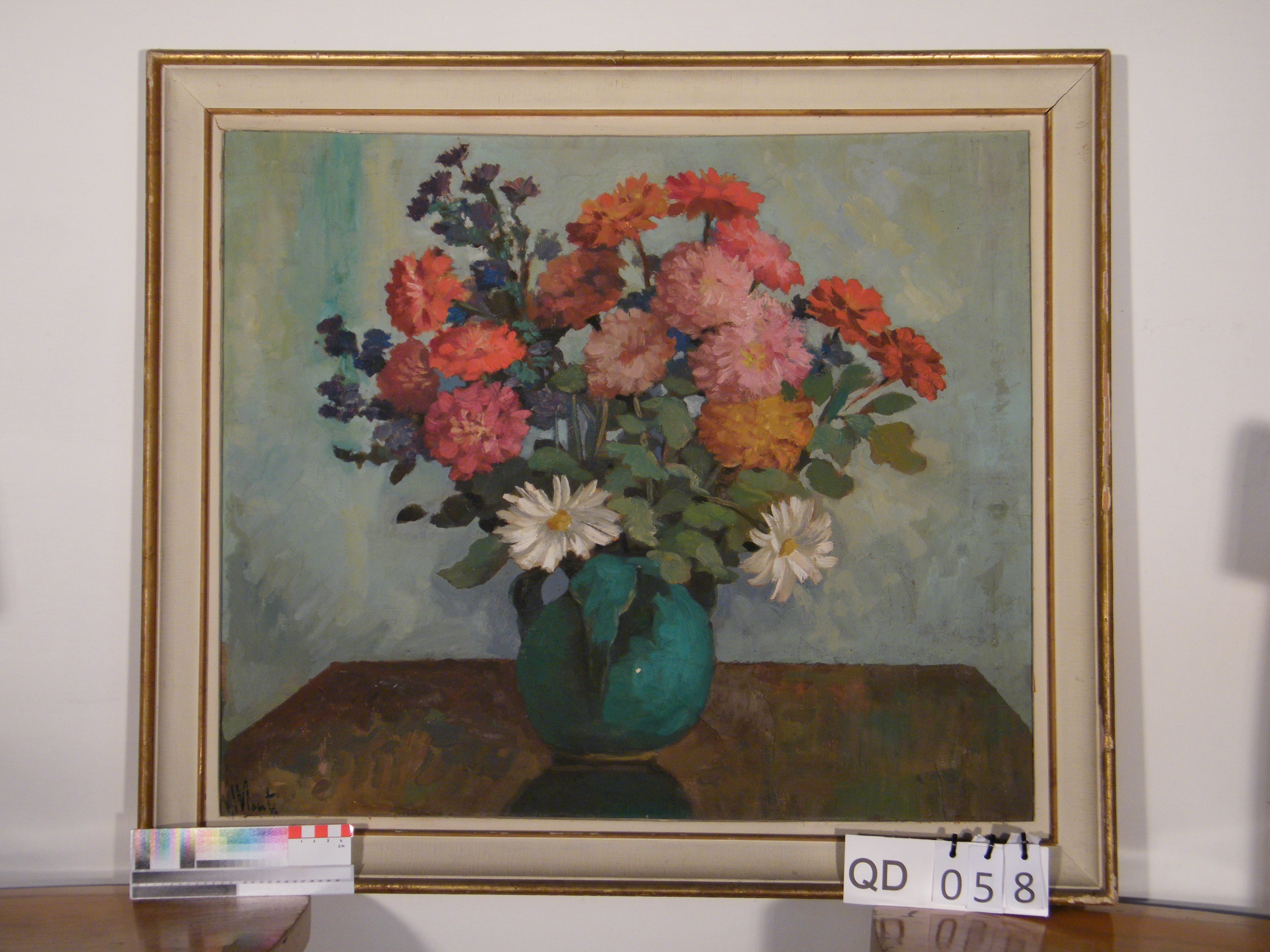 vaso con fiori (dipinto) di Monti Vincenzo (terzo quarto sec. XX)