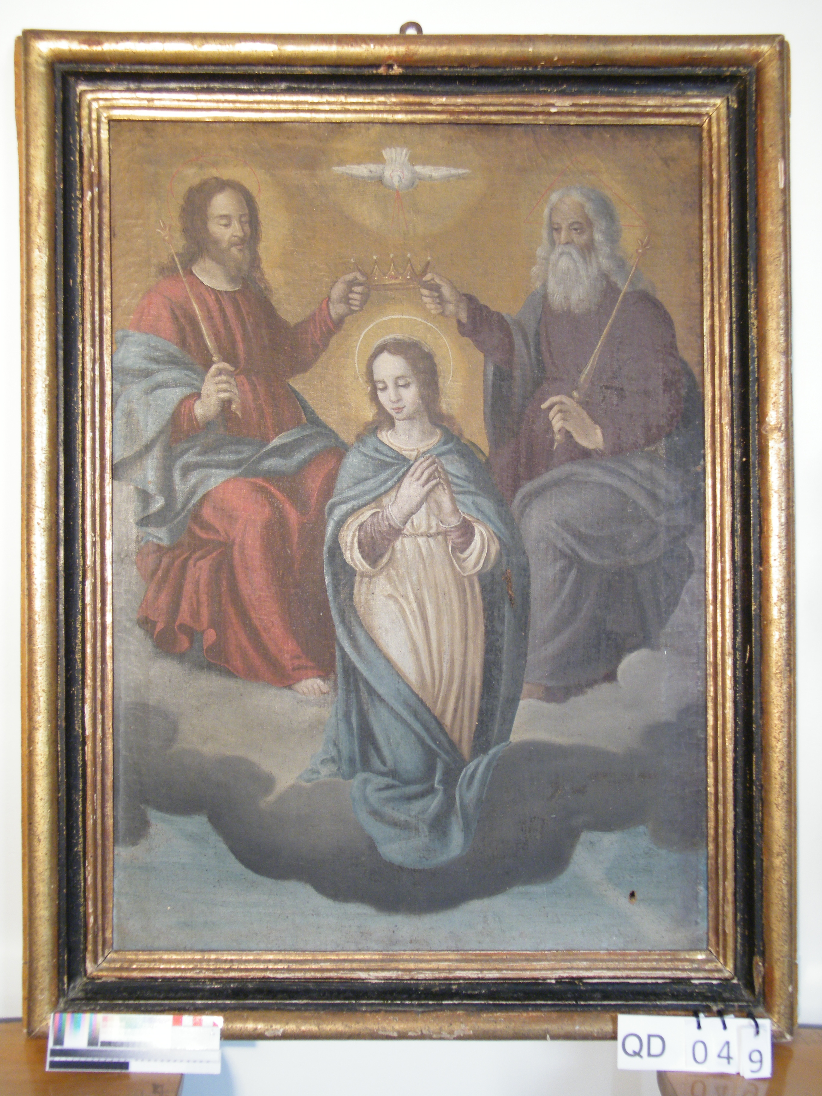 Madonna incoronata da Dio Padre e da Cristo (dipinto) - ambito marchigiano (seconda metà sec. XVIII)