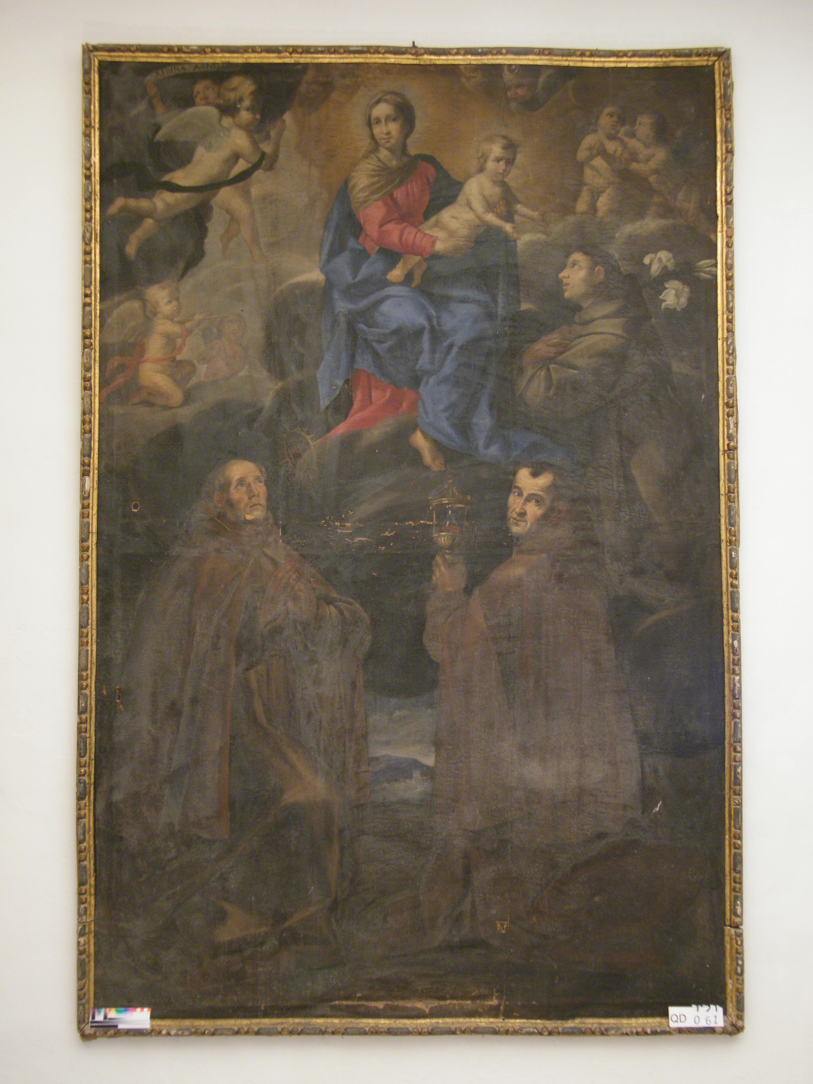 Madonna con Bambino in gloria con Sant'Antonio da Padova, San Bernardino da Siena e San Giacomo della Marca (pala d'altare) - ambito marchigiano (secondo quarto sec. XVII)