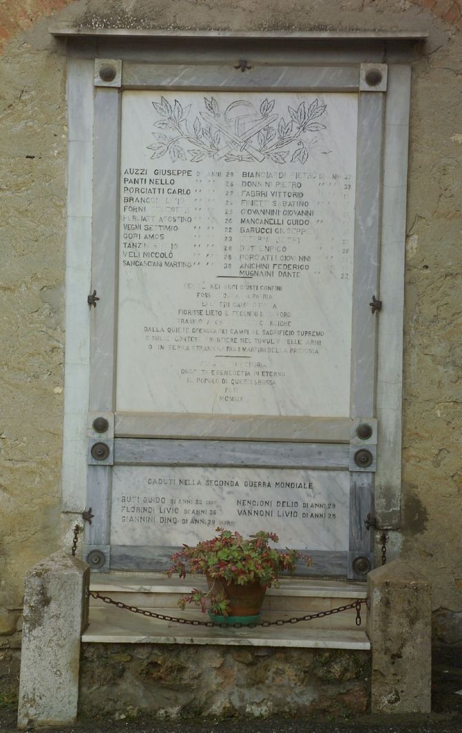 lapide commemorativa ai caduti - bottega toscana (sec. XX)