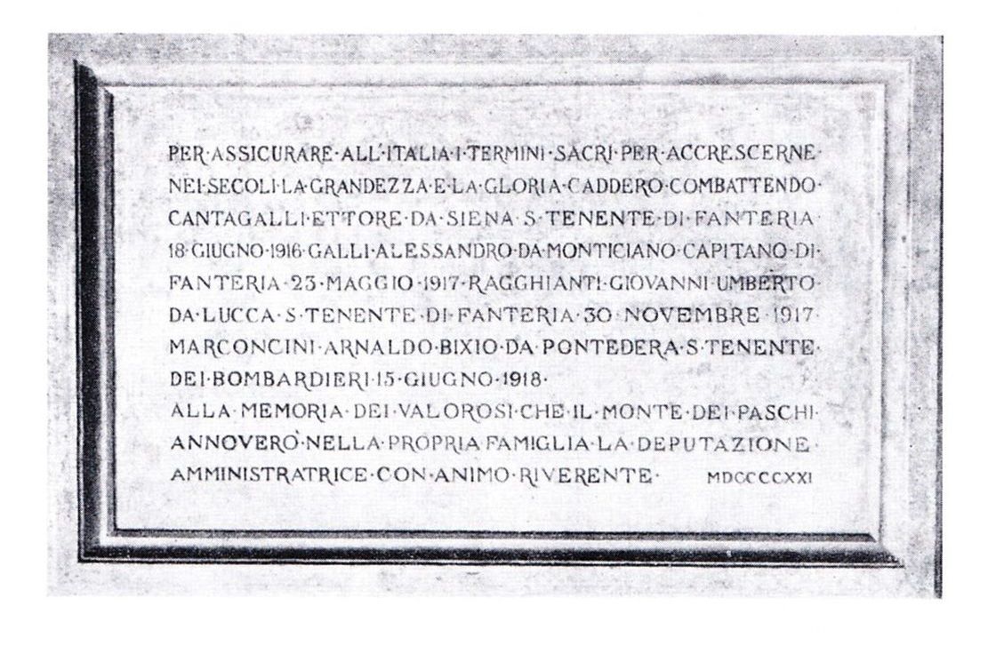 lapide commemorativa ai caduti di Corsini Fulvio (sec. XX)