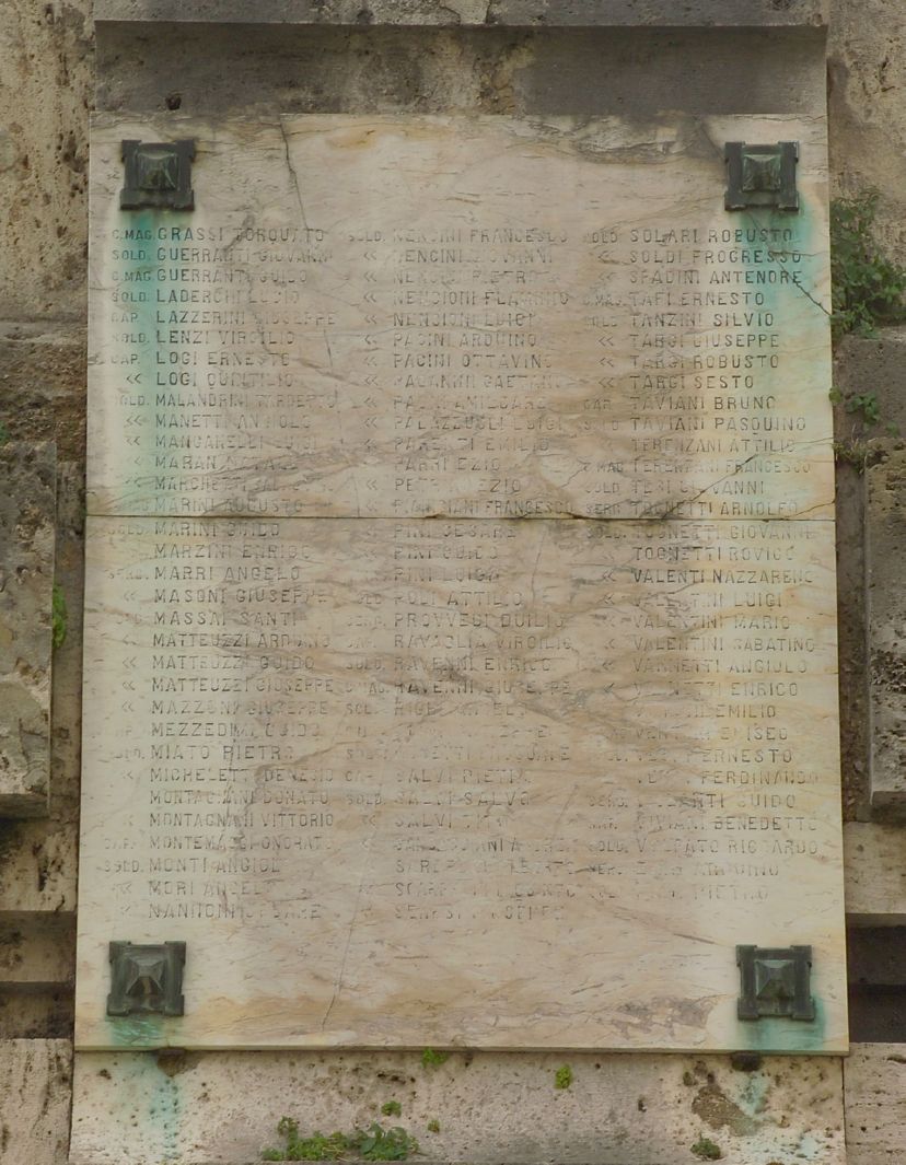 allegoria della Patria/ allegoria della morte del soldato (monumento ai caduti - ad obelisco) di Sabatelli Mario, Salvetti Antonio (sec. XX)
