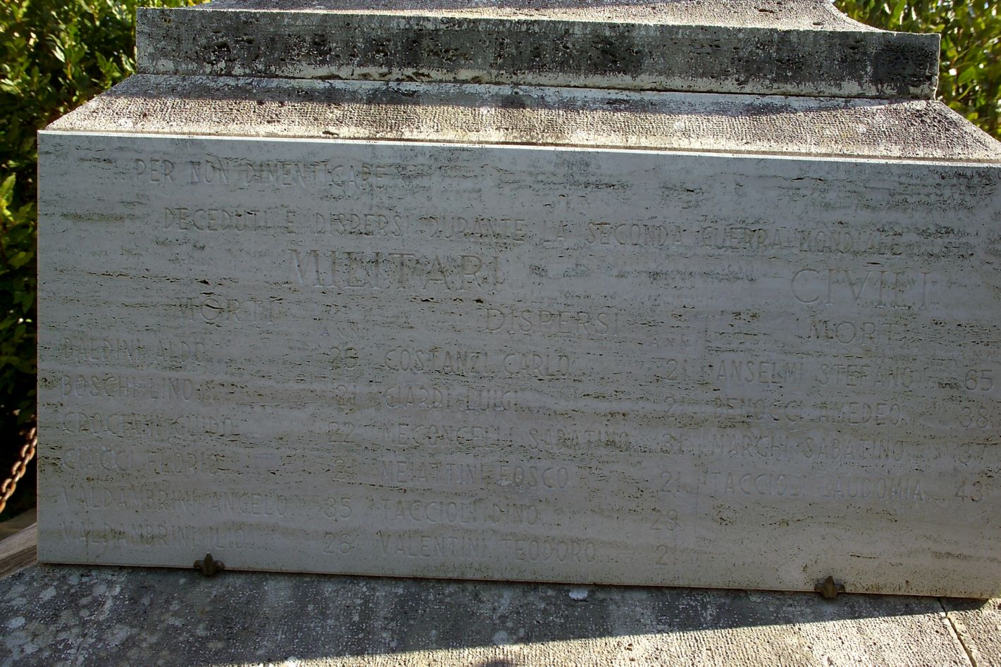 Pugnale (monumento ai caduti - a cippo) - bottega toscana (sec. XX)