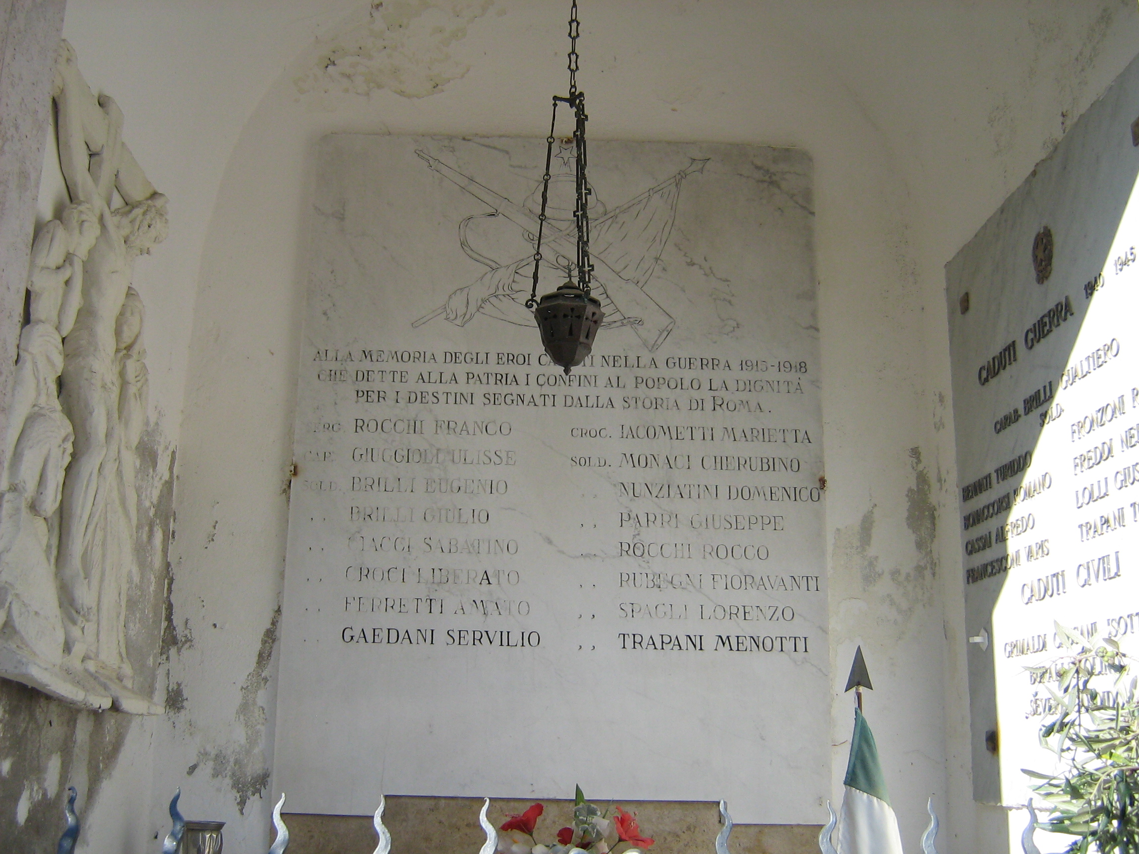 lapide commemorativa ai caduti - bottega toscana (sec. XX)