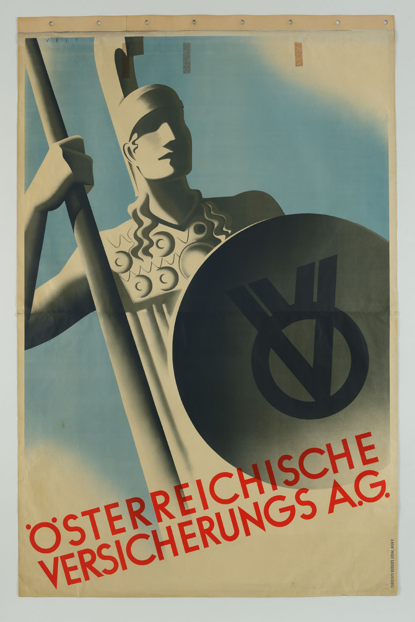 statua di Pallade Atena con scudo e lancia (manifesto) di Veit Friedrich (sec. XX)