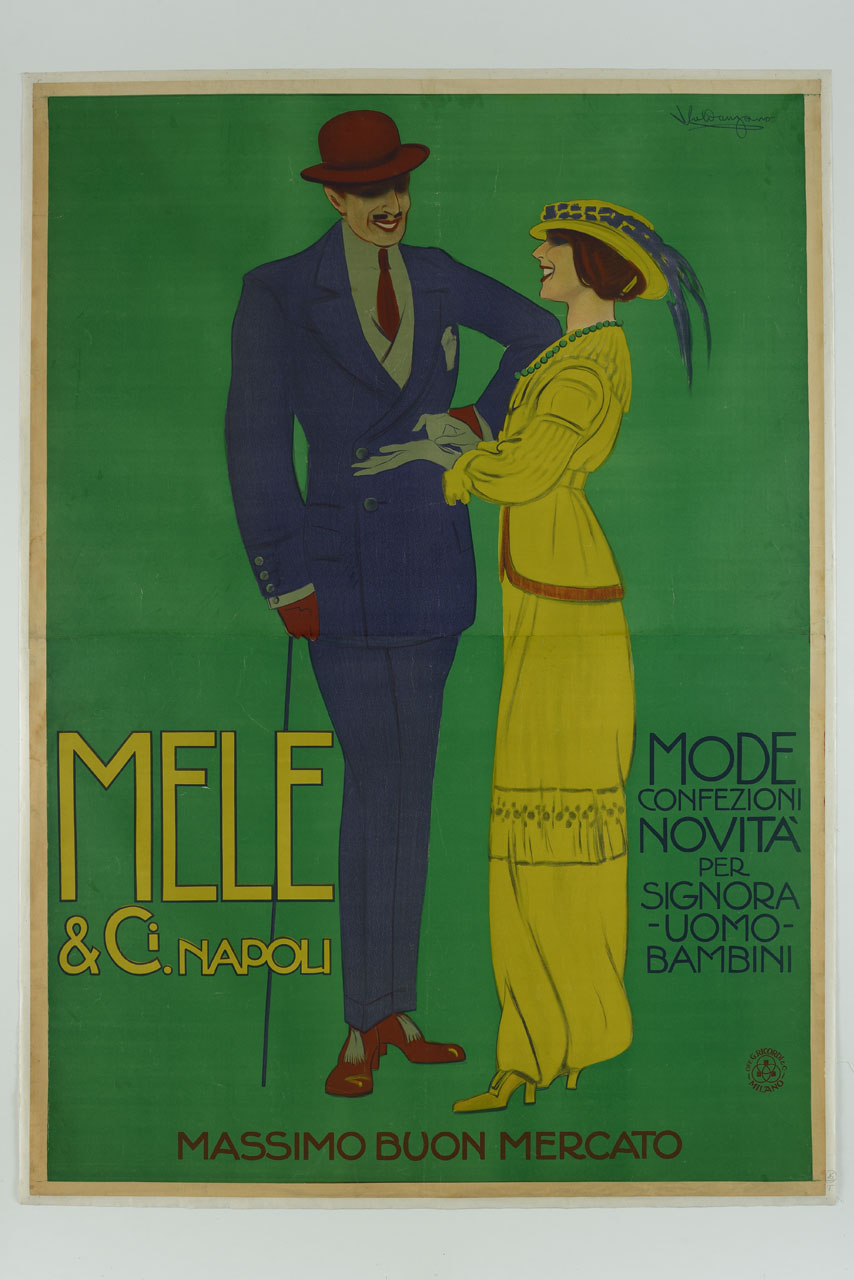 coppia in abiti Belle Époque (manifesto) di Caldanzano Luigi Emilio (sec. XX)