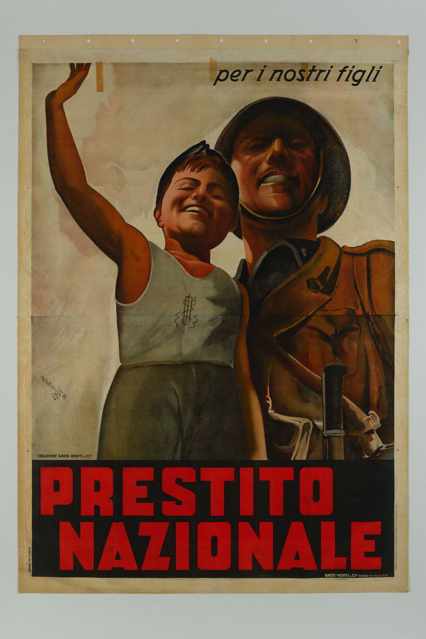 soldato con Balilla sorridente (manifesto) di Gros Mario (sec. XX)