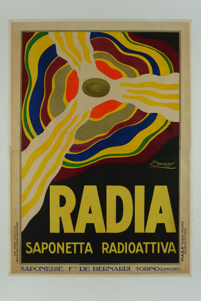 saponetta entro linee concentriche colorate (manifesto) di Mauzan Achille Luciano, MAGA (sec. XX)