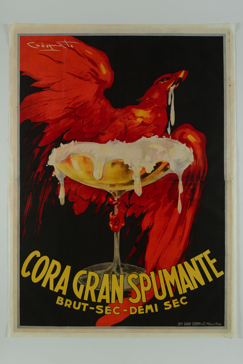 aquila che artiglia una coppa di spumante (manifesto) di Codognato Plinio (sec. XX)