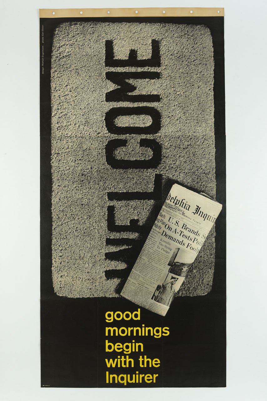 su uno zerbino è appoggiata una copia del quotidiano Philadelphia Inquirer (manifesto) di Engelmann Michael (sec. XX)