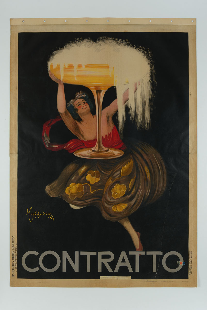 figura femminile regge una coppa di spumante (manifesto) di Cappiello Leonetto (sec. XX)