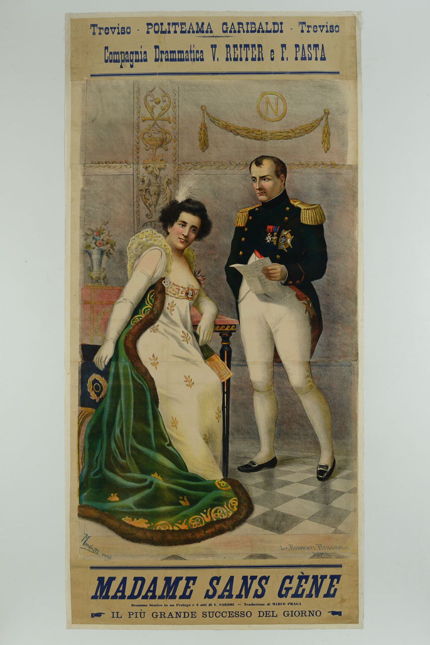 Catherine Hubscher, duchessa di Danzica, al cospetto di Napoleone (manifesto) di Marchetti Giuseppe (sec. XX)