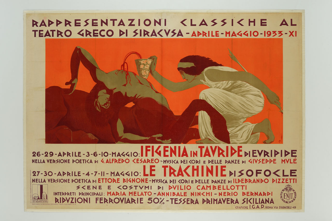 Deianira raccoglie il sangue del centauro Nesso (manifesto) di Cambellotti Duilio (sec. XX)