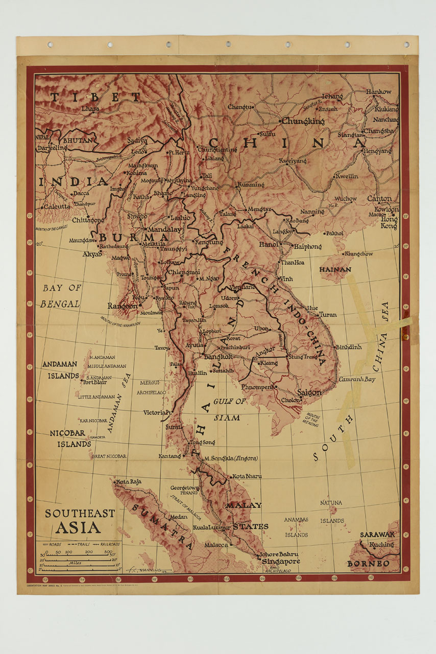 sul recto carta geografica del Sud-est asiatico, sul verso carta geografica della Francia (stampa) di Manning F. L - ambito americano (sec. XX)