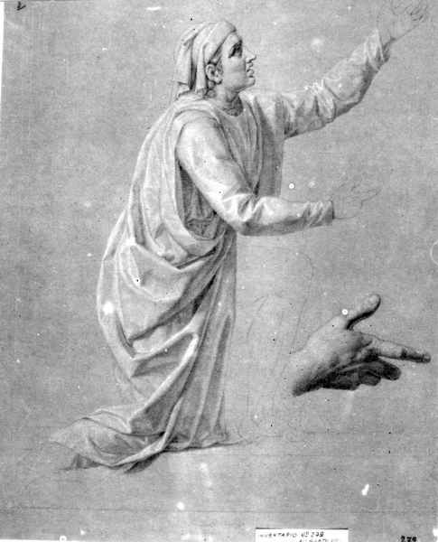 studio di figure per il Beato Pellegrino Laziosi ridona la vista a un cieco (disegno) di Nocchi Pietro (secondo quarto sec. XIX)