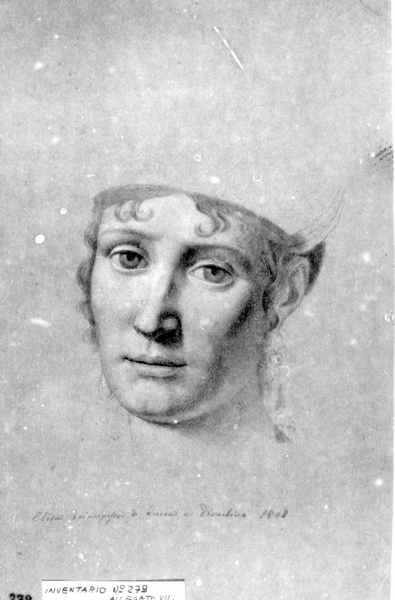 Elisa Principessa di Lucca e Piombino 1808, testa di donna (disegno) di Nocchi Pietro (inizio sec. XIX)