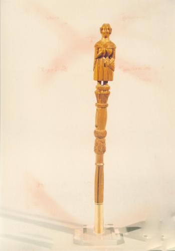 figura femminile (conocchia, conocchie, strumenti da lavoro) - artigianato pastorale (sec. XVIII fine - sec. XIX inizio, da 1790 a 1810)