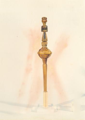 figura femminile (conocchia, conocchie, strumenti da lavoro) - artigianato pastorale (sec. XIX fine - sec. XX inizio, da 1890 a 1910)