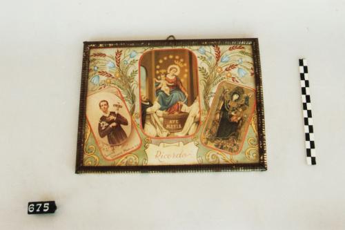 San Gerardo Maiella/Madonna del Rosario/Madonna con bambino in trono e Angeli (dipinto, dipinti, immagini sacre) - bottega calabrese (sec. XX prima metà, da 1900 a 1949)