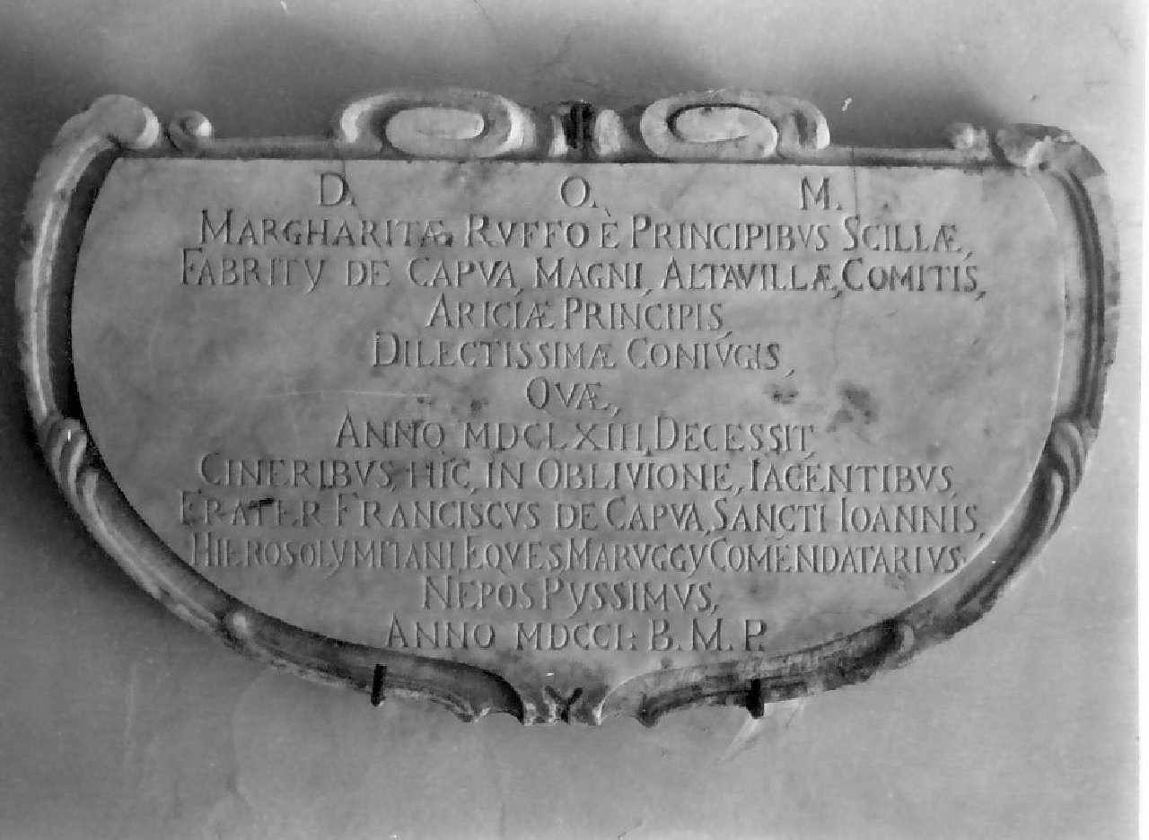 lastra tombale, opera isolata - bottega calabrese (sec. XVIII)