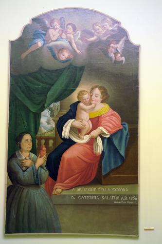 Pala Saladini, Madonna con Bambino e altri personaggi (dipinto, opera isolata) di Fiore Eduardo (sec. XIX)