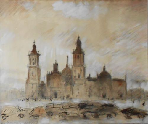 Città del Messico, paesaggio (dipinto, opera isolata) di Cascella Michele (XX)