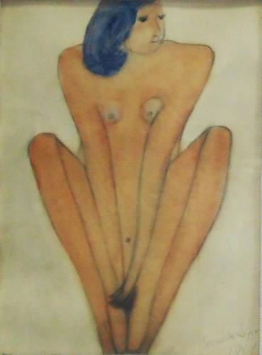 Donna con ventaglio, figura femminile (dipinto, opera isolata) di Repaci Leonida (XX)