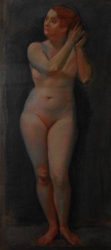 Donna con ventaglio, figura femminile (busto, opera isolata) di Funi Achille (XX)