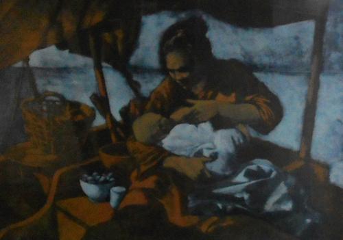 Madre del popolo, donna con bambino (dipinto) di Cagli Corrado (XX)