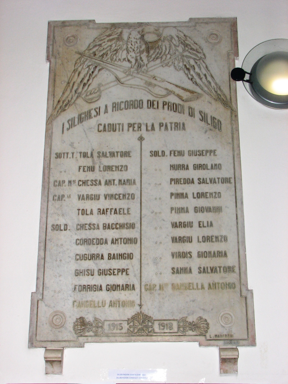 Lapide commemorativa ai caduti