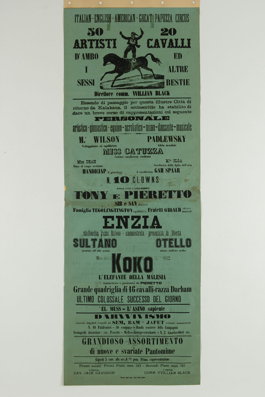 acrobata cavallerizzo (manifesto) - ambito italiano (sec. XIX)