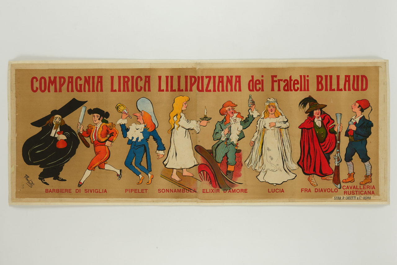 otto personaggi dell'opera lirica (manifesto, stampa composita) di Marchetti Romeo (sec. XX)