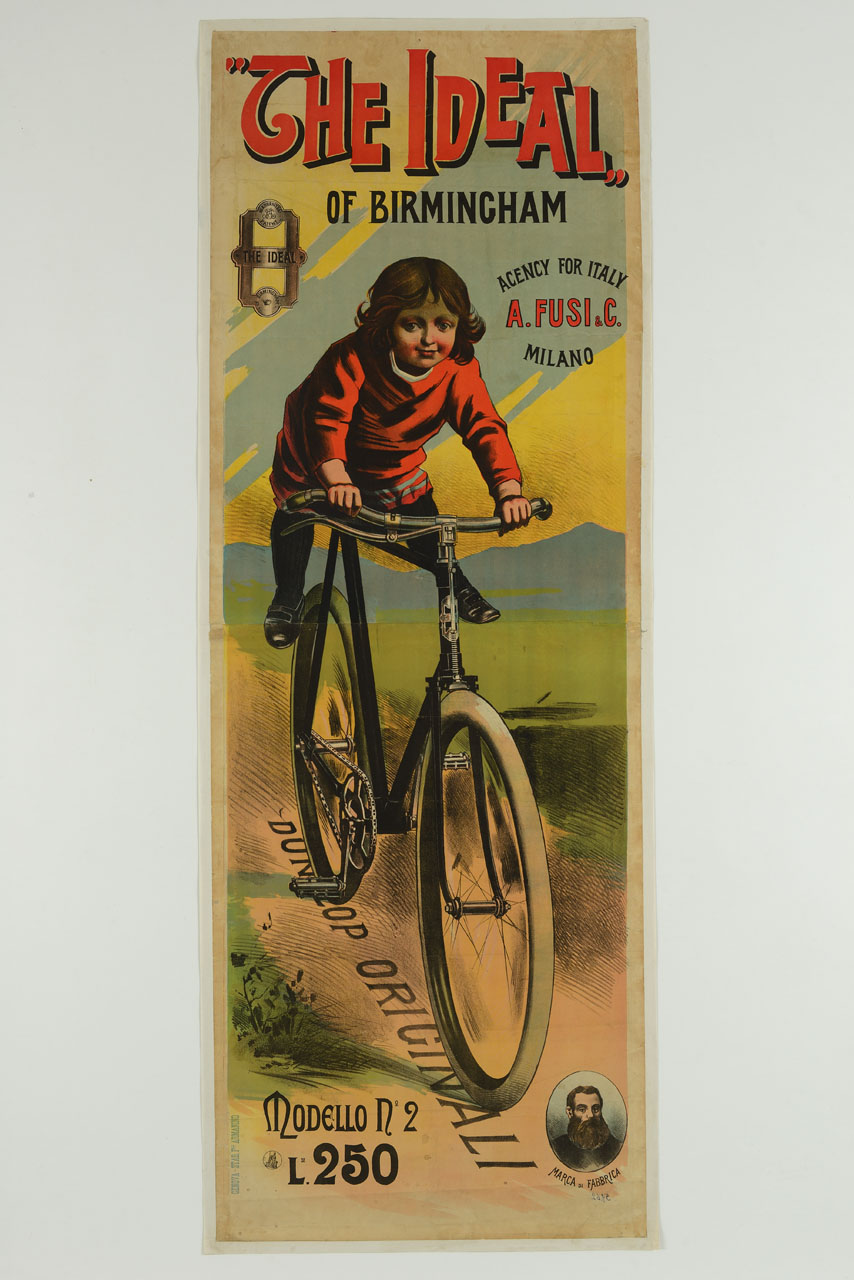bambino in bicicletta (manifesto, stampa composita) - ambito italiano (secc. XIX-XX)