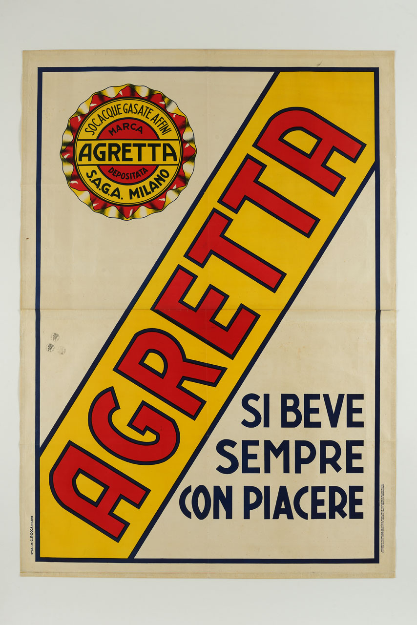 tappo di latta e scritte (manifesto, stampa composita) - ambito italiano (sec. XX)