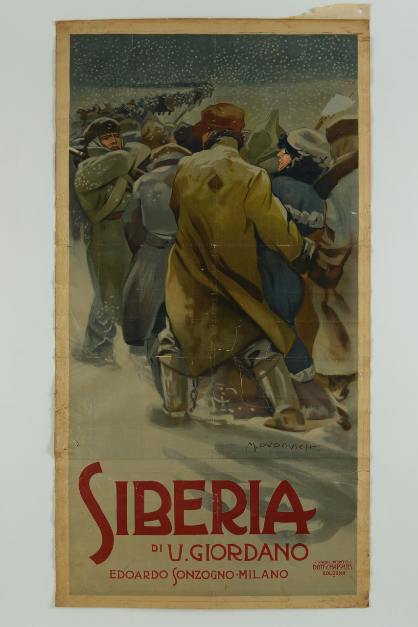 scena di deportazione sovietica in Siberia (manifesto, stampa composita) di Dudovich Marcello (sec. XX)