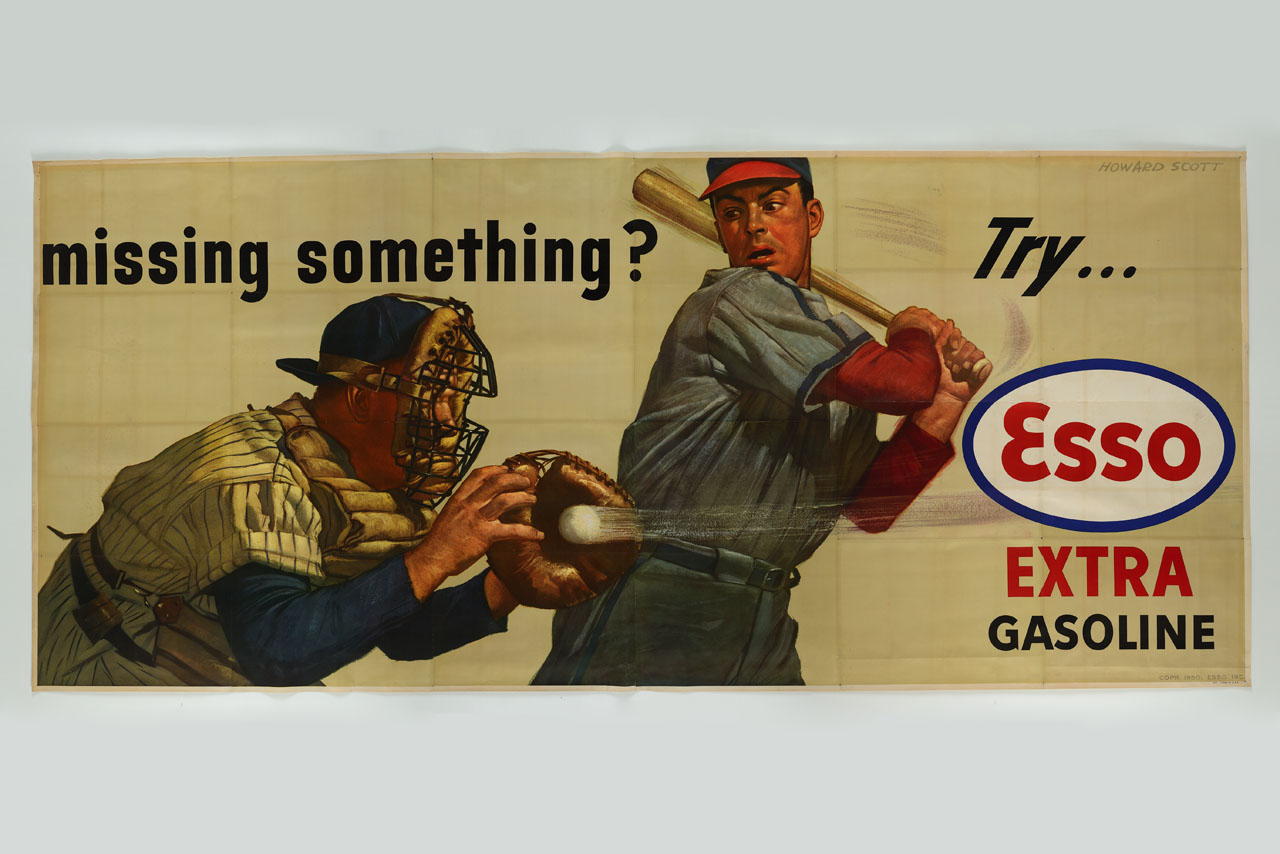 giocatori di baseball in azione (manifesto, stampa composita) di Scott Howard (sec. XX)