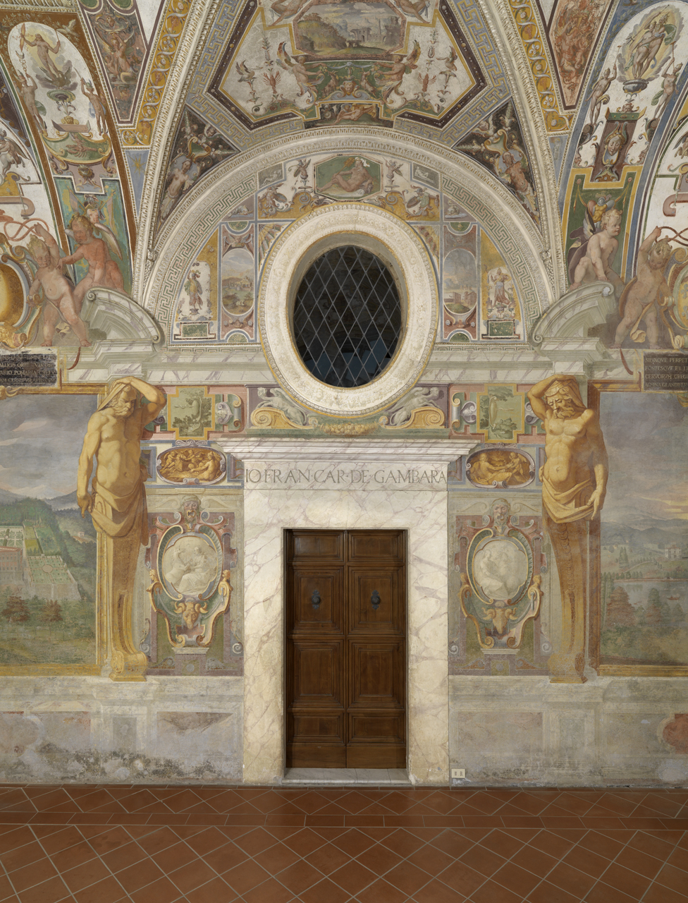 grottesche (dipinto murale, elemento d'insieme) di Motta Raffaellino detto Raffaellino da Reggio (e aiuti) (sec. XVI)