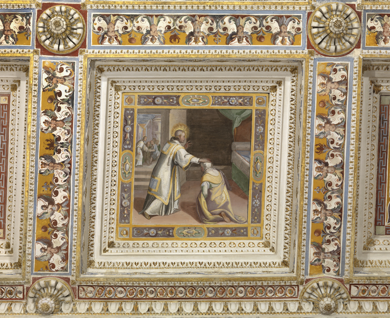 Storia della vita di San Lorenzo (dipinto murale, elemento d'insieme) di De Vecchi Giovanni (attribuito), Lombardelli Giovanni Battista detto Montano (attribuito) (sec. XVI)