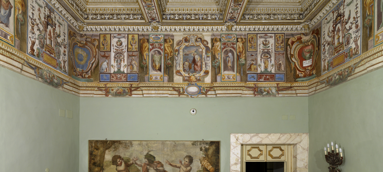 storie della vita di San Pietro tra figure e grottesche (dipinto murale, ciclo) di Motta Raffaellino detto Raffaellino da Reggio (attribuito) (sec. XVI)