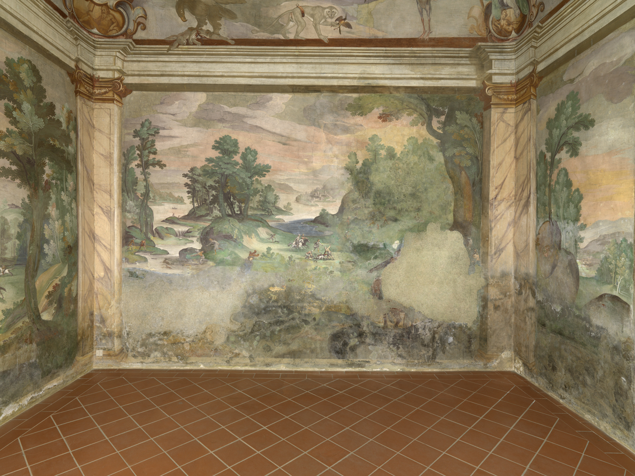 paesaggio (dipinto murale, ciclo) di Tempesta Antonio (attribuito) (sec. XVI)