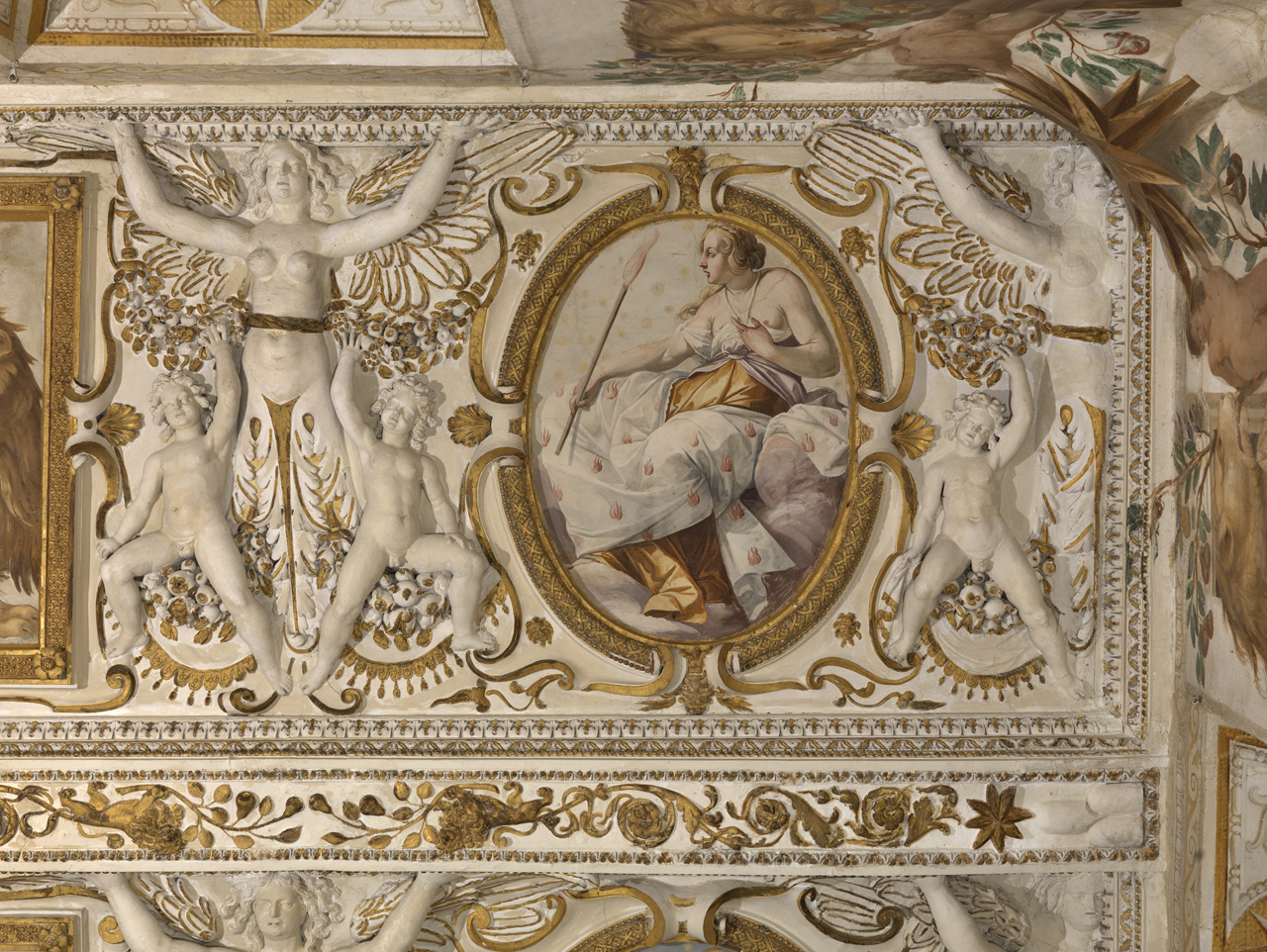 Ninfa dei vapori infiammati (dipinto murale, elemento d'insieme) di Cesari Giuseppe detto Cavalier d'Arpino (e aiuti), Bazzichelli Marcantonio (attribuito) (sec. XVII)