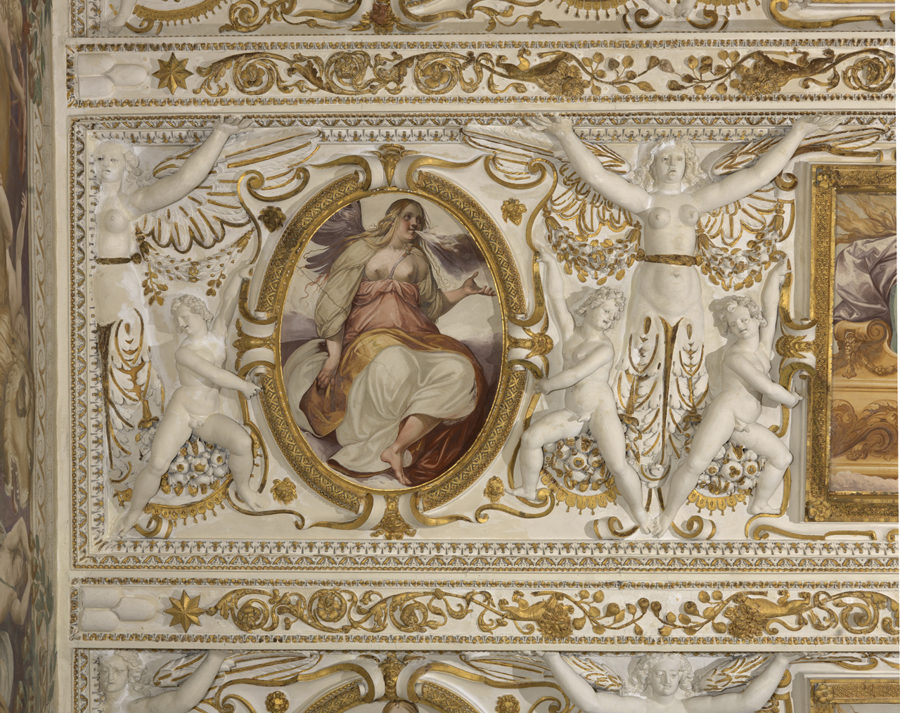 Ninfa del vento (dipinto murale, elemento d'insieme) di Cesari Giuseppe detto Cavalier d'Arpino (e aiuti), Bazzichelli Marcantonio (attribuito) (sec. XVII)