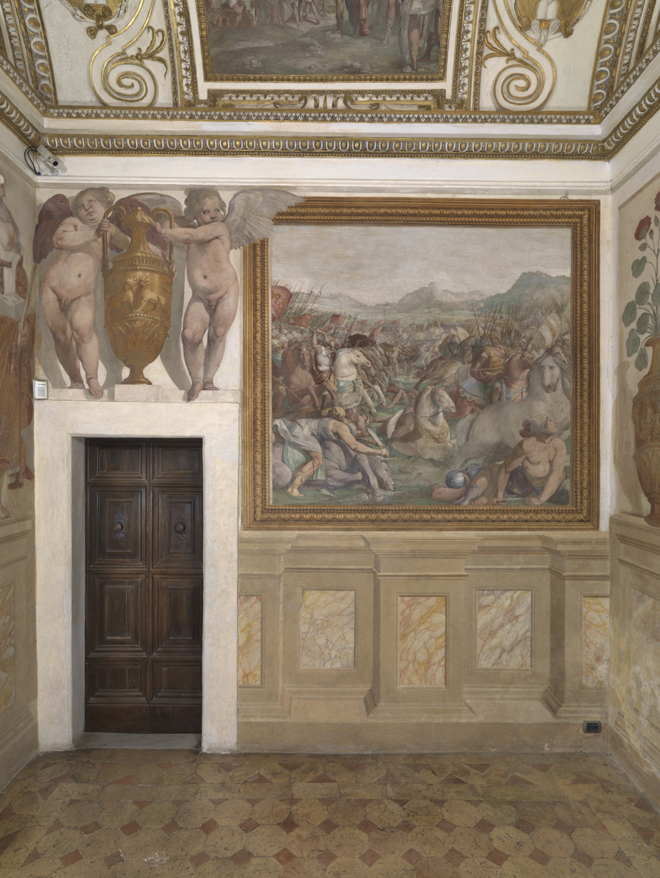 angioletti con anfora (dipinto murale, paio) di Agostino Tassi (e aiuti) (sec. XVII)
