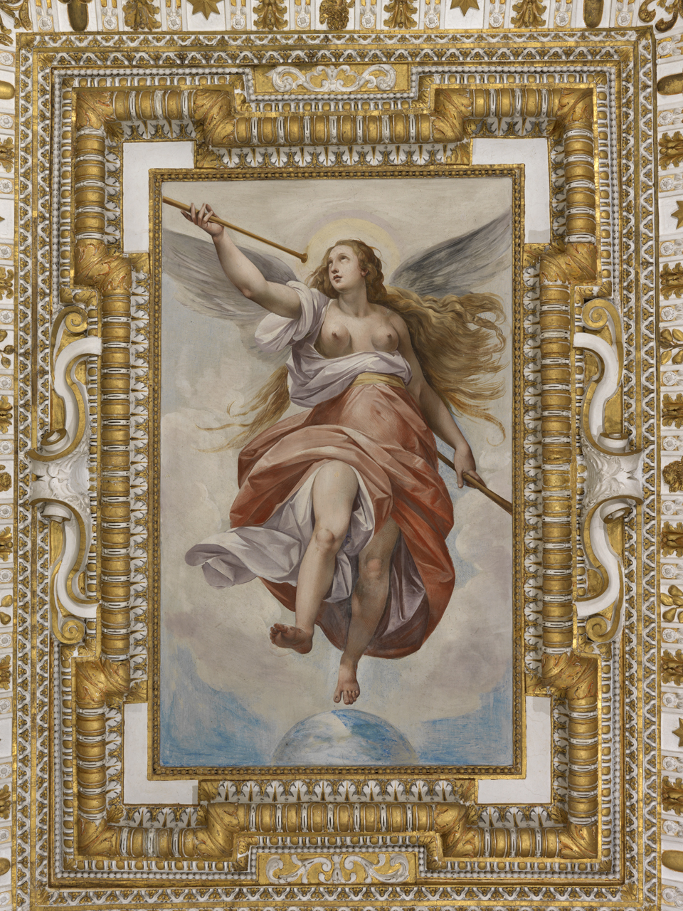 Fama (dipinto murale, elemento d'insieme) di Cesari Giuseppe detto Cavalier d'Arpino (attribuito) (sec. XVII)