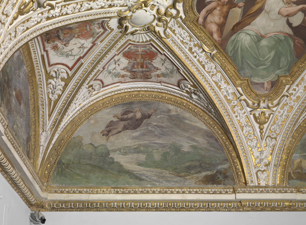 creazione del cielo e della terra (dipinto murale, elemento d'insieme) di Tassi Agostino (attribuito) (sec. XVII)