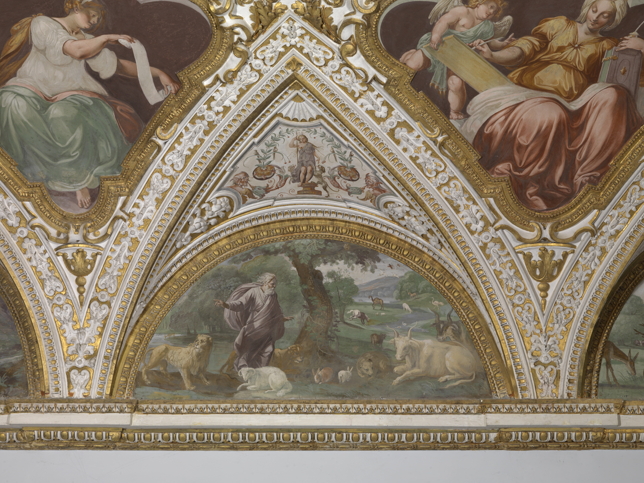 creazione degli animali terrestri (dipinto murale, elemento d'insieme) di Tassi Agostino (attribuito) (sec. XVII)