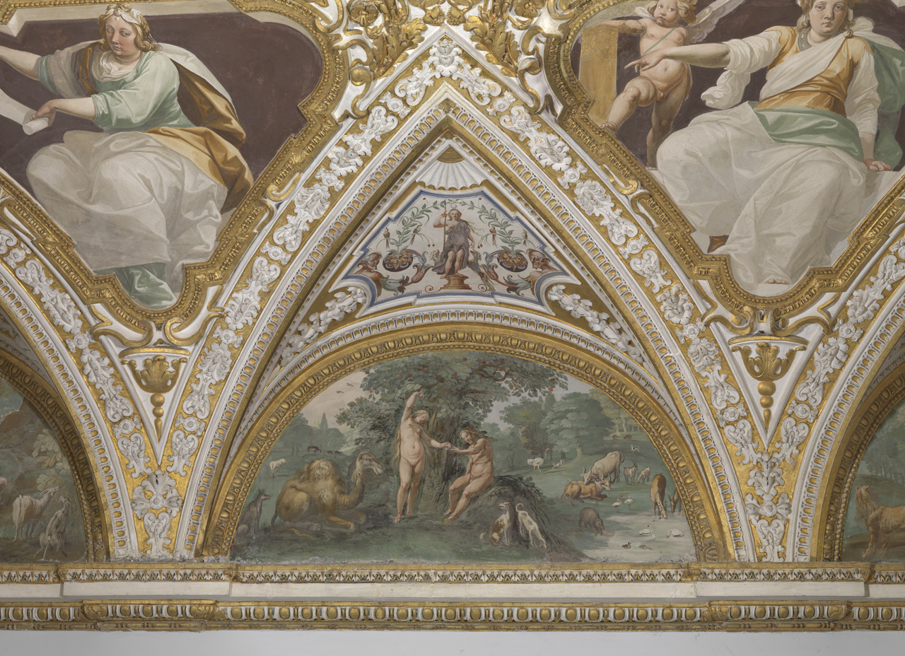 Eva coglie il frutto proibito (dipinto murale, elemento d'insieme) di Tassi Agostino (attribuito) (sec. XVII)