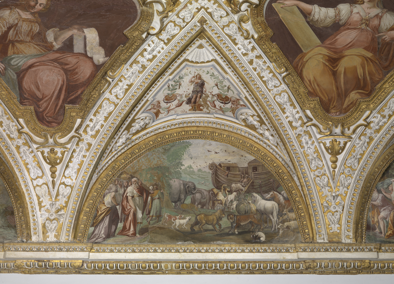 Noè e gli animali entrano nell'arca (dipinto murale, elemento d'insieme) di Tassi Agostino (attribuito) (sec. XVII)