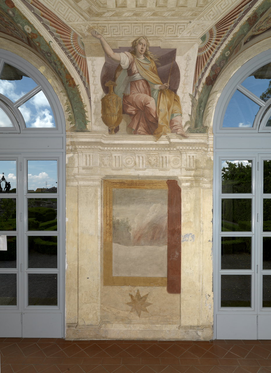 Fama (dipinto murale, elemento d'insieme) di Ganassini Marzio (attribuito) (sec. XVII)