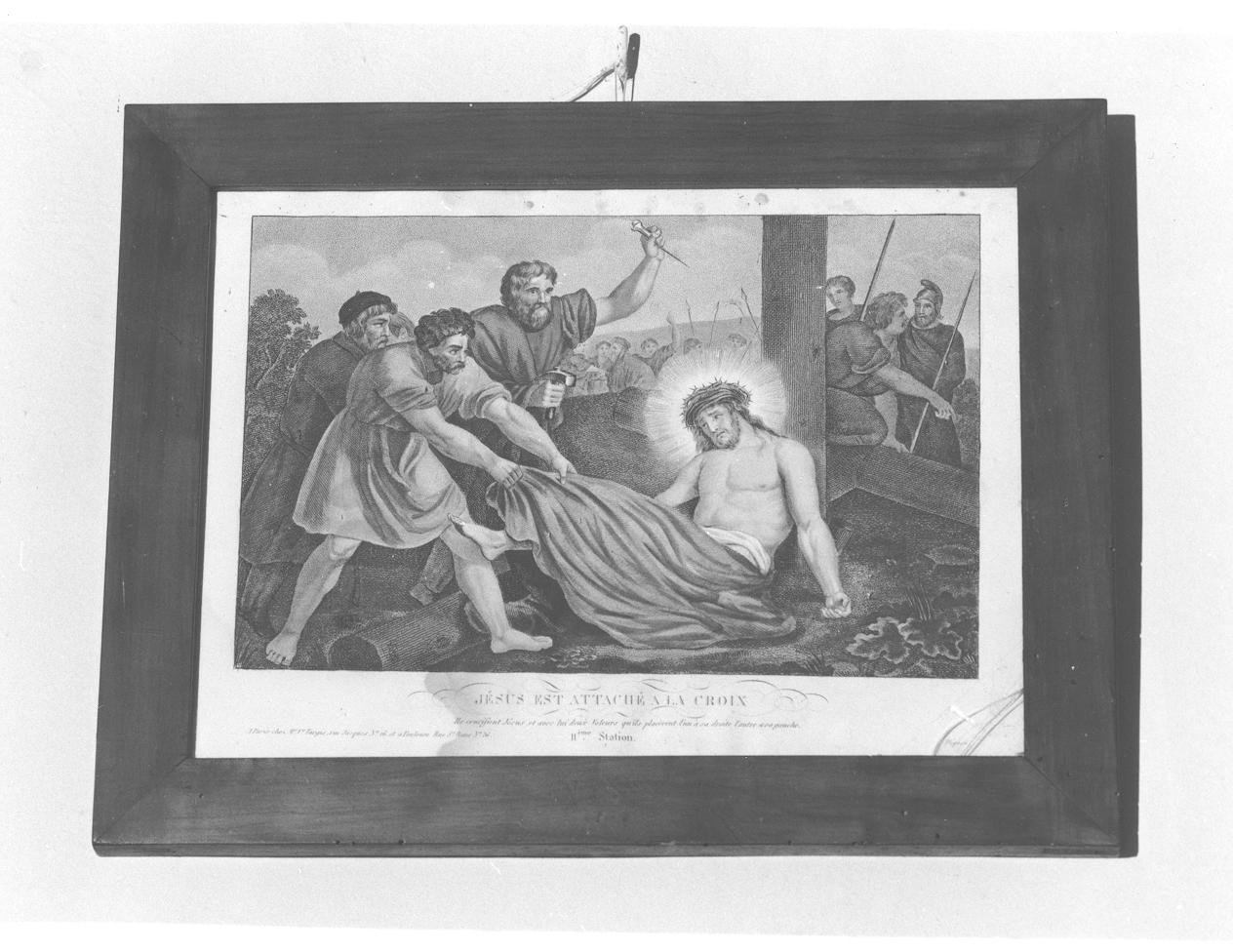 Stazione XI: Gesù inchiodato alla croce (stampa, elemento d'insieme) (seconda metà sec. XIX)